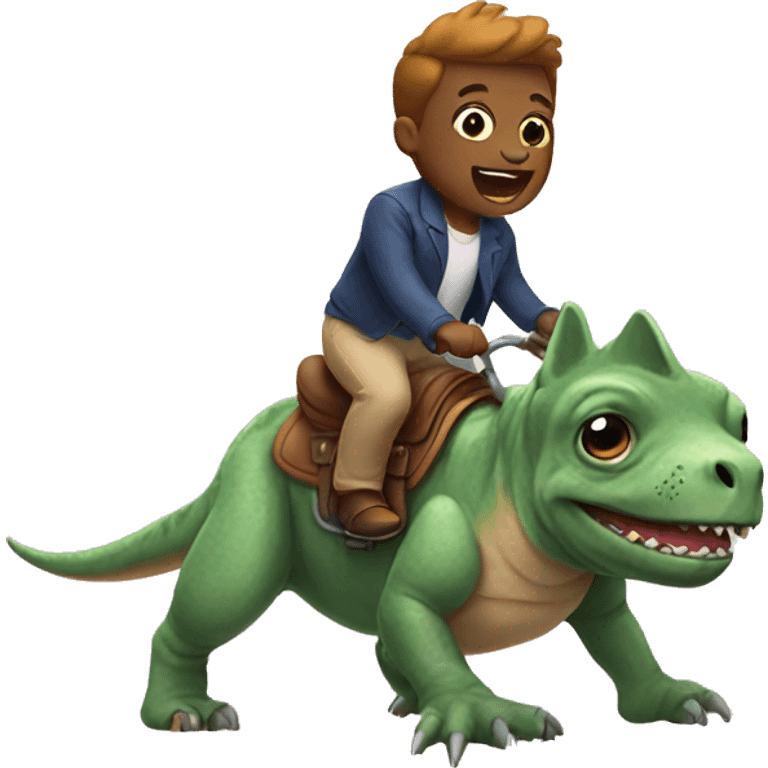 Frenchie riding a dinosaur  emoji