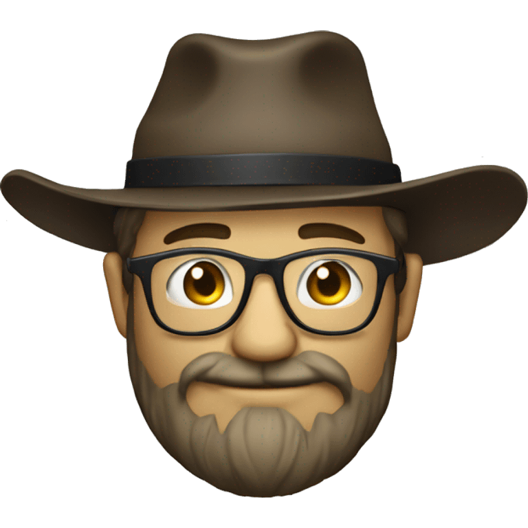 Drunk dude with hat, beard, and glasses emoji