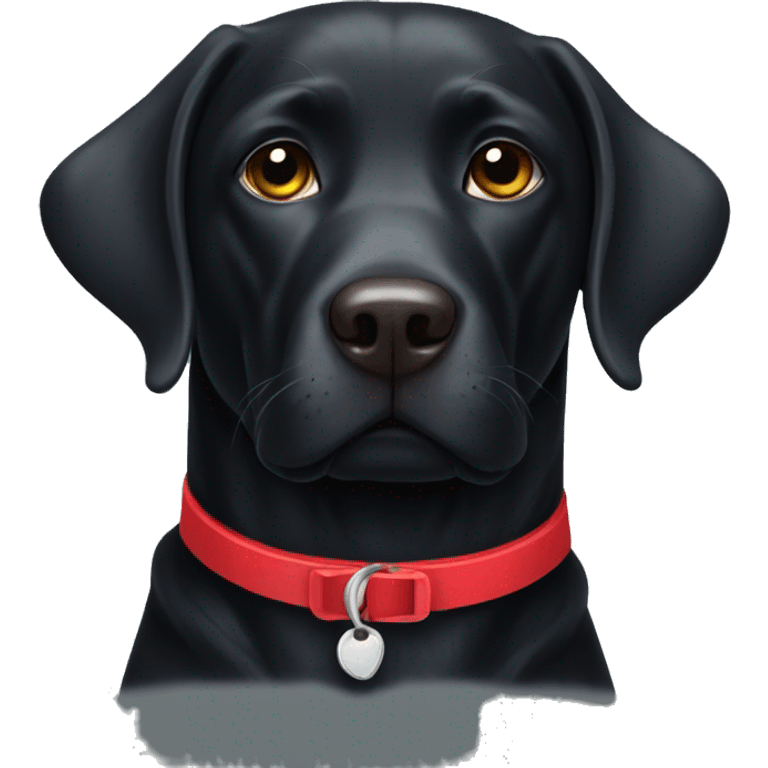 Black Labrador dog wearing red collar emoji