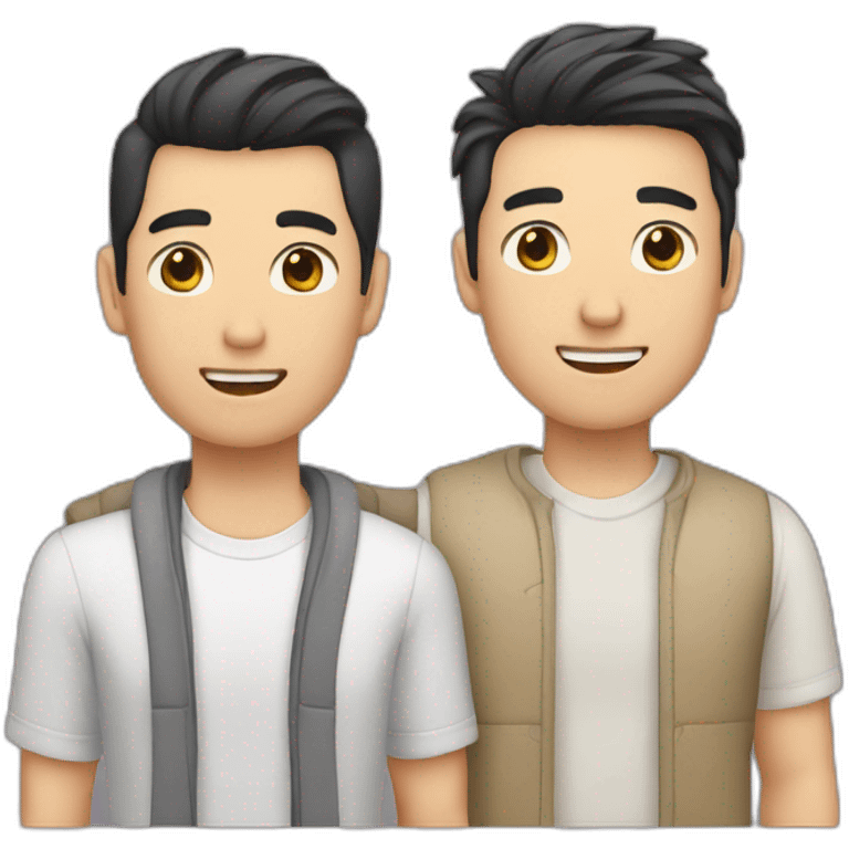 Gay couple one White man one Asian man emoji