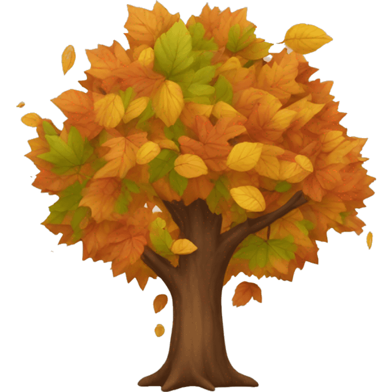 autumn tree with leaves falling  emoji