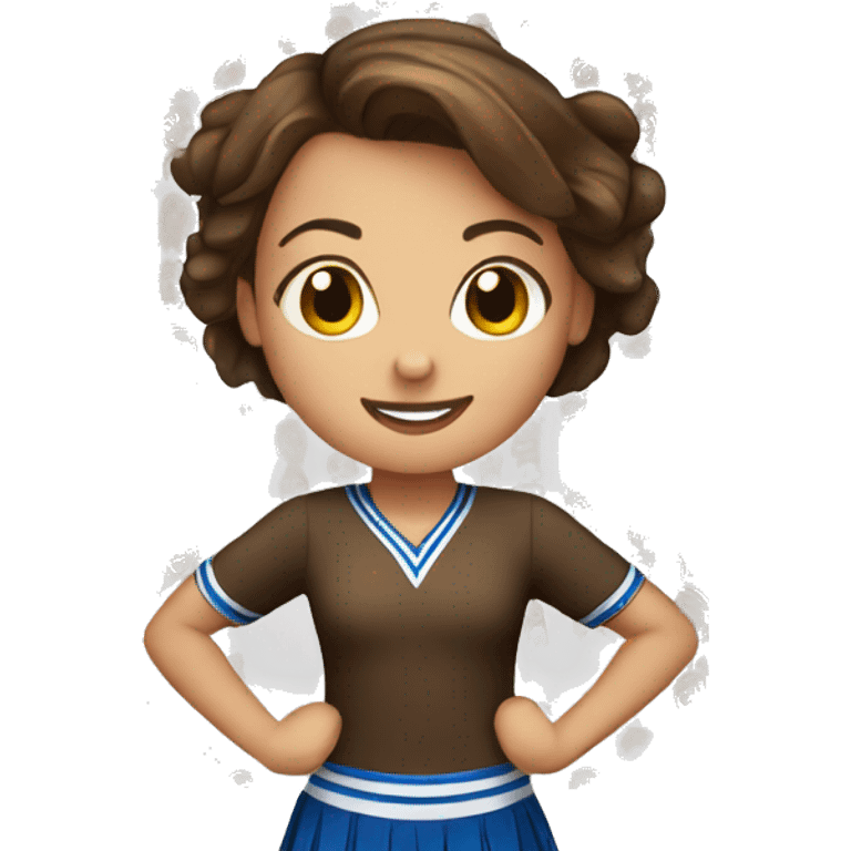 brown haired girl indoors cheerleading emoji