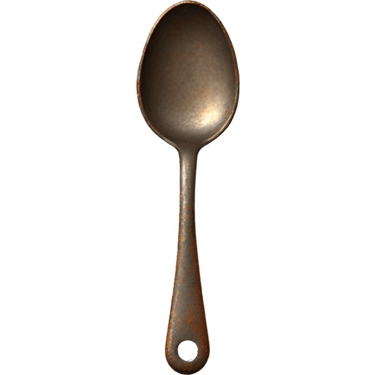 a metal spoon with a rusty bottom emoji