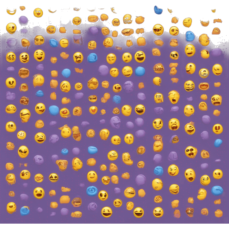 1 Purple, 1 yellow with orange, 1 blue, and 1 pink  emoji