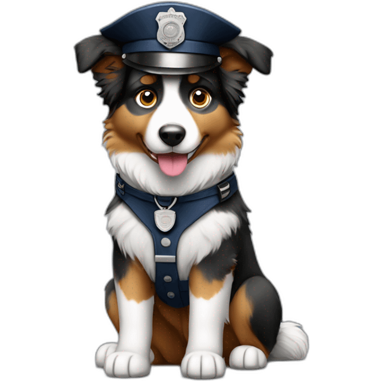 australian Shepherd in Police Uniform sitting emoji