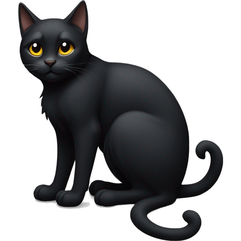 Muscular black cat sitting on the ground emoji