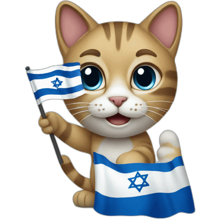 Cat waving Israeli flag emoji