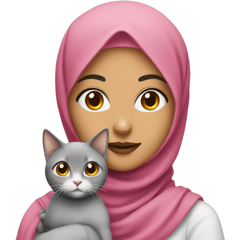 pretty woman with hijab holding a cat emoji