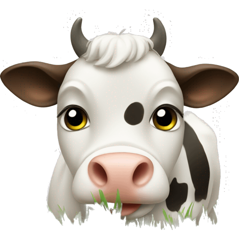 cute cow eating grass emoji