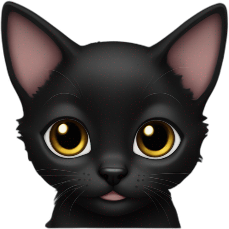 fold-eared black kitten emoji