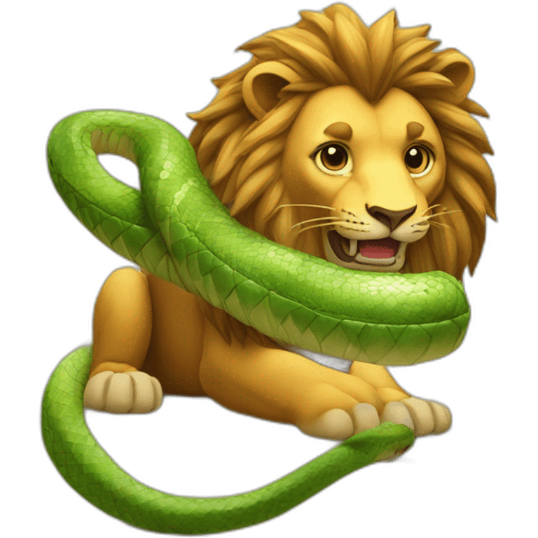 Un serpent qui mange un lion emoji