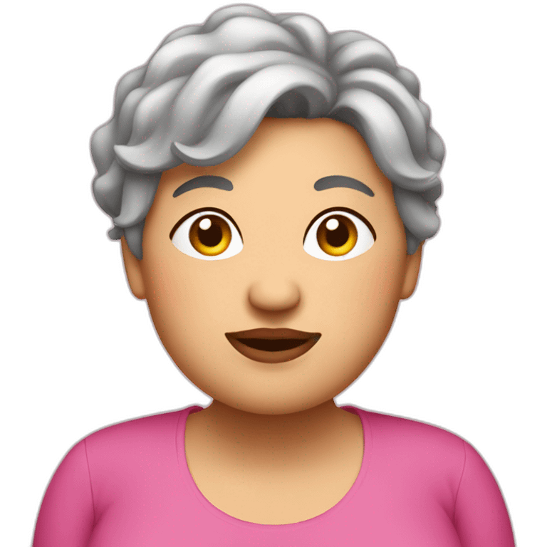 Fat women with short grey hair and wear in pink  emoji