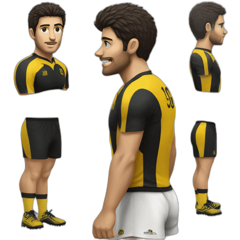 Leon con pelota de rugby negro y amarillo  emoji