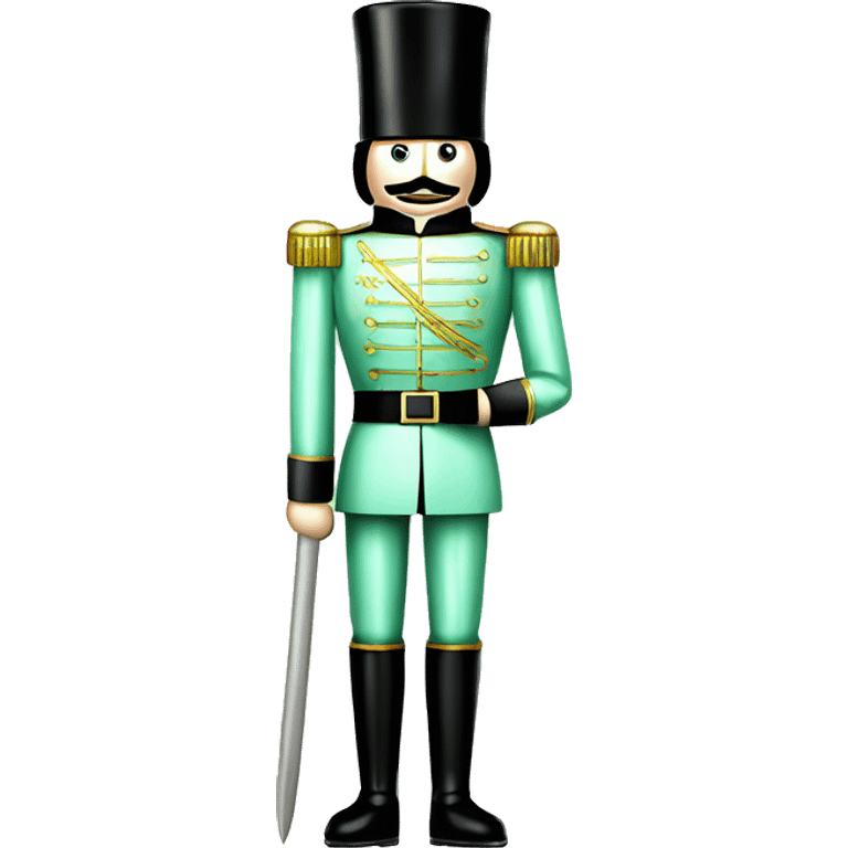 Realistic full body mint green metallic and pearlescent christmas nutcracker soldier  emoji