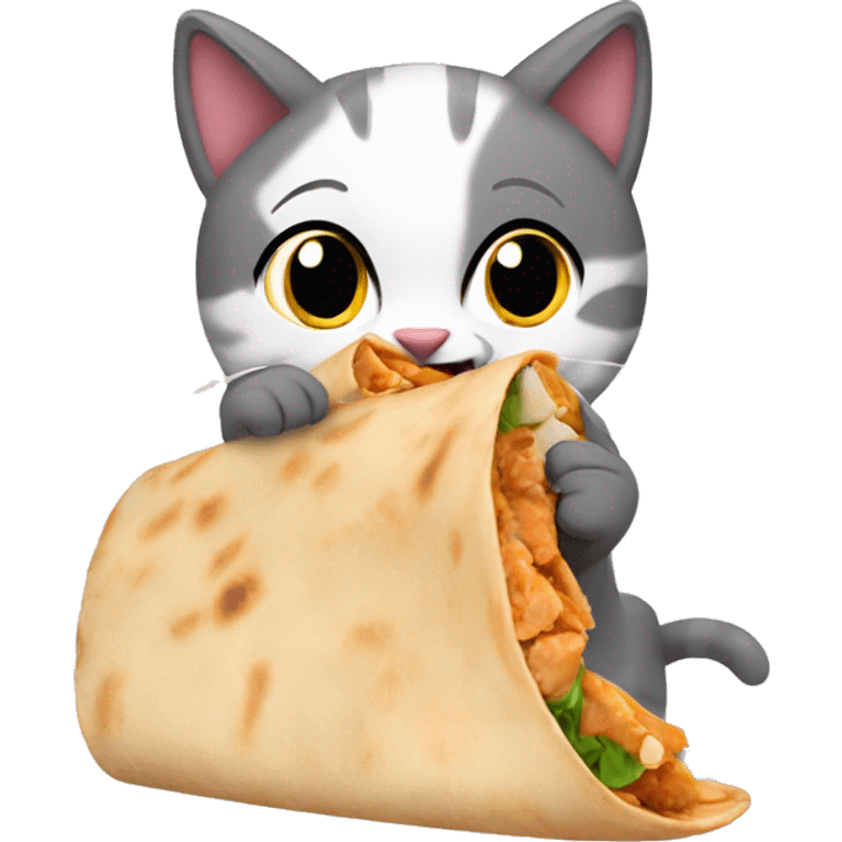 Cat eating pita wrap emoji