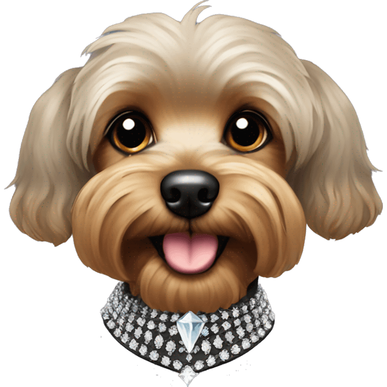 black Yorkie poodle with diamond collar  emoji