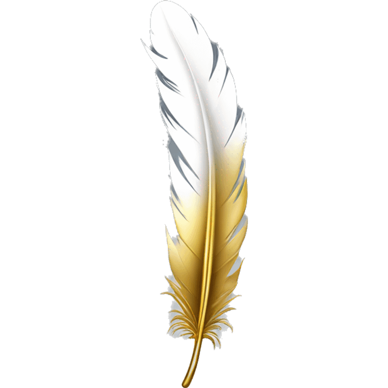 White feather with gold top tip emoji