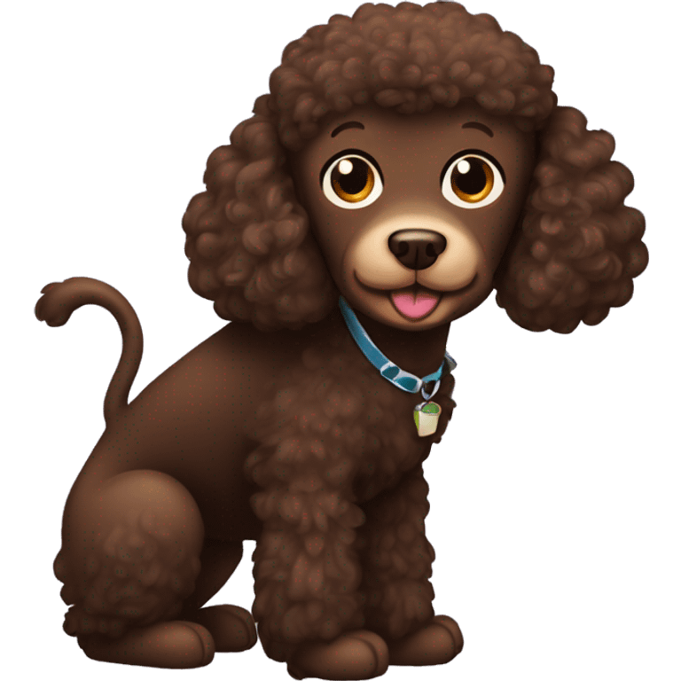 Brown poodle with a chimpaneeze emoji