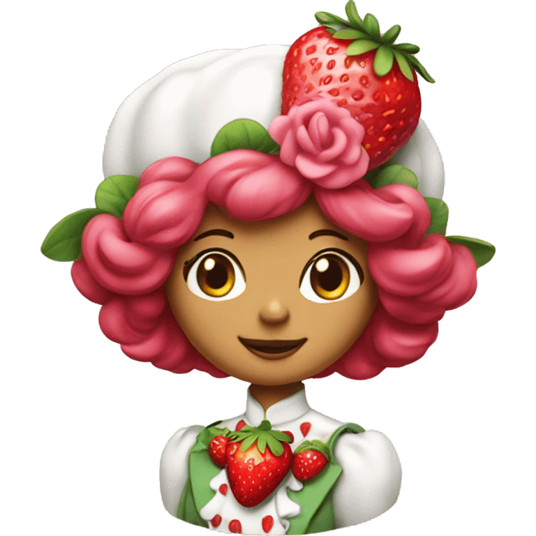 Strawberry shortcake with pink rose on top emoji