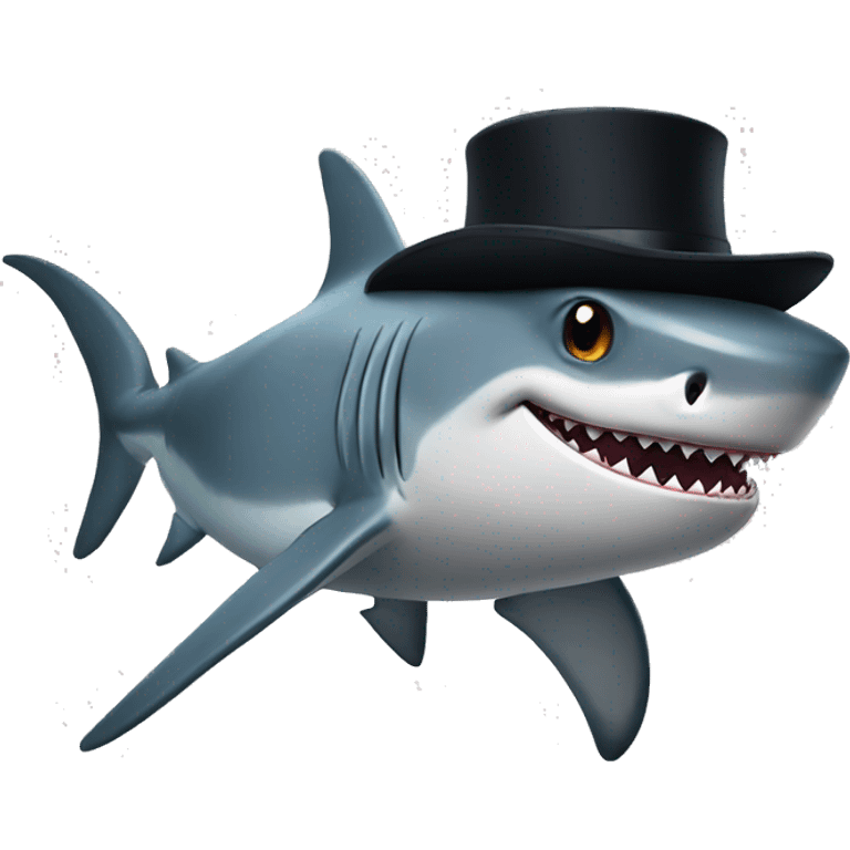 Shark with a top hat emoji