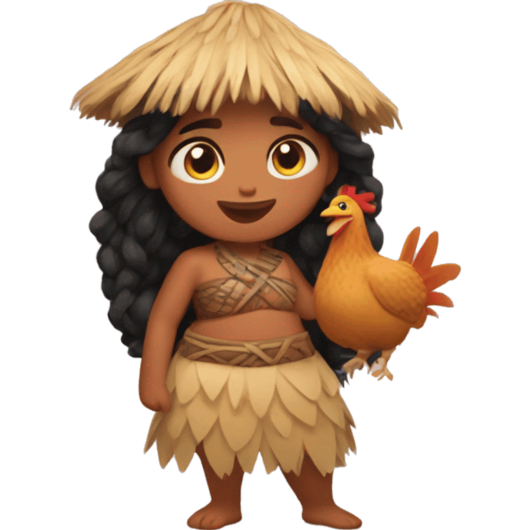 moana con su cerdo y su pollo emoji