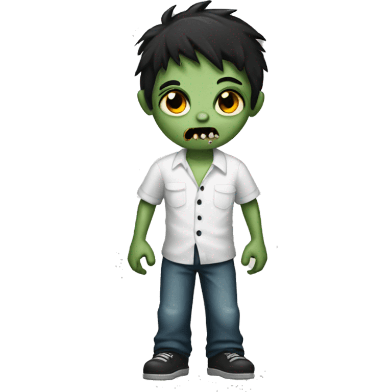 boy zombie with dark hair and white shirt emoji