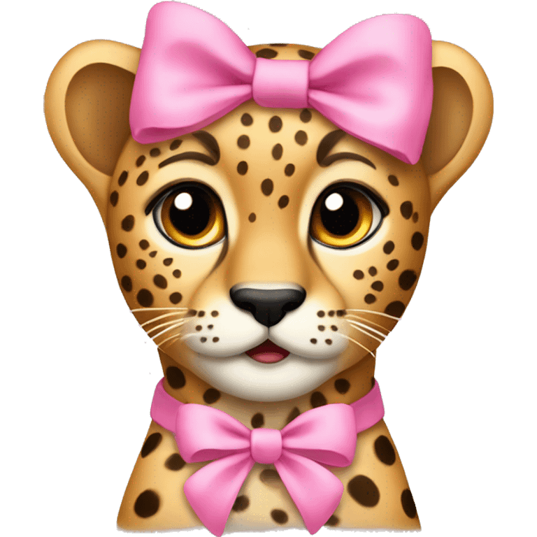 Cheetah  with a small pink bow on her ear￼ emoji