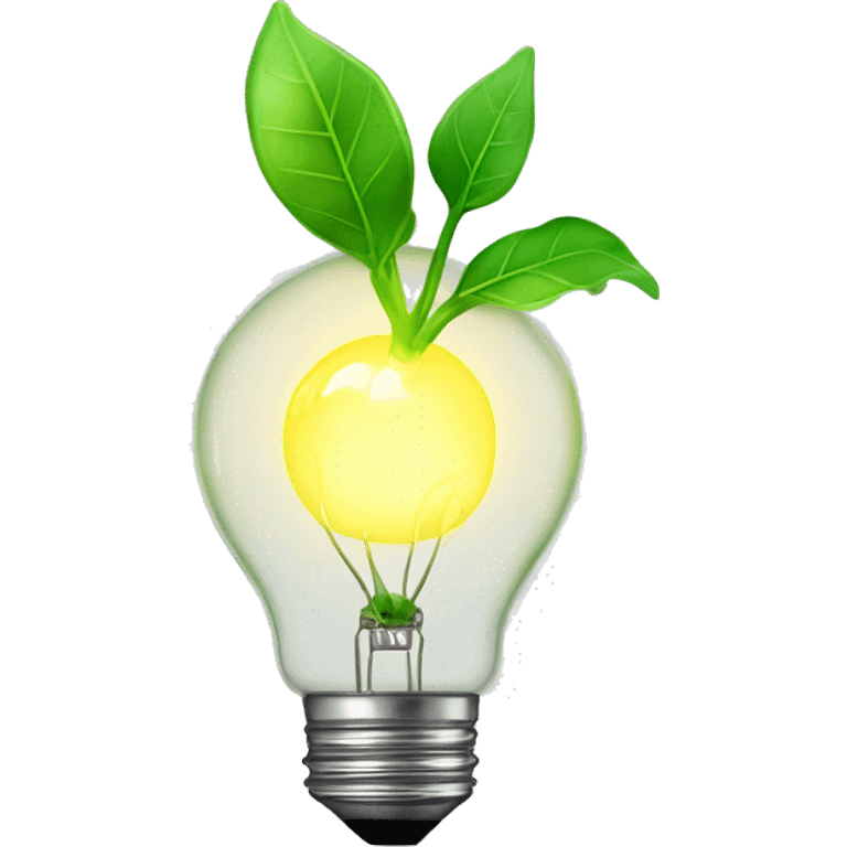 a plant sprout inside a glowing idea lightbulb emoji