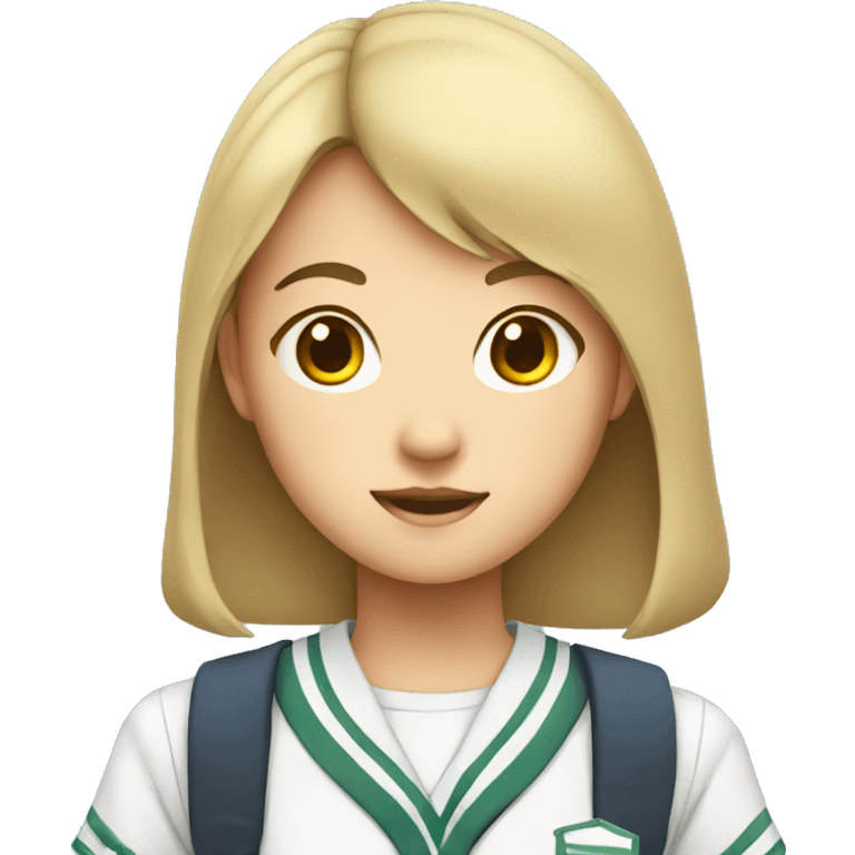 young asian girl wearing school uniform emoji