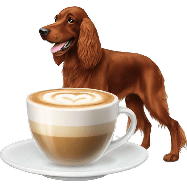 Happy Irish setter with cappuccino  emoji