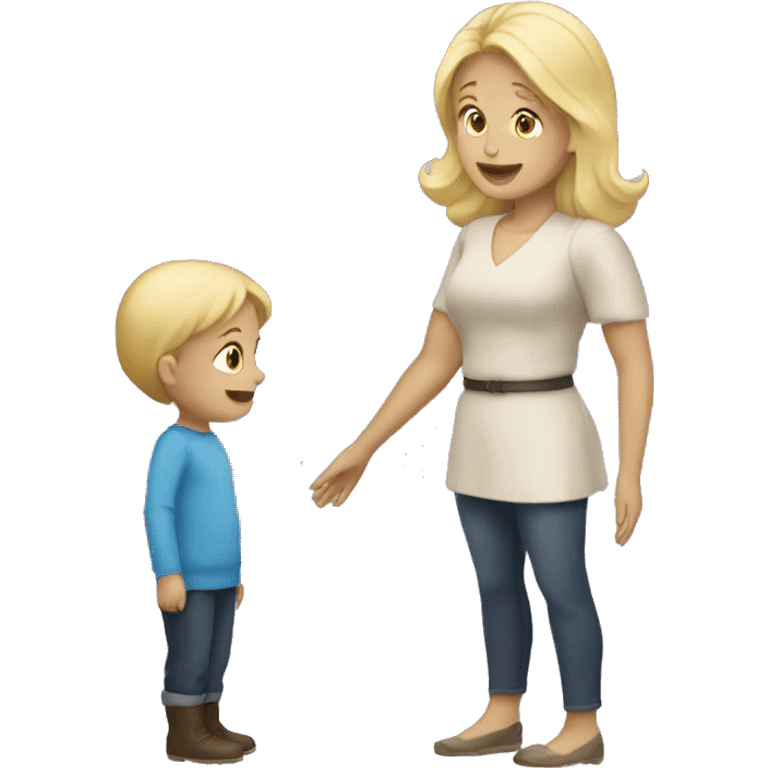 blonde women talking with blonde child  emoji