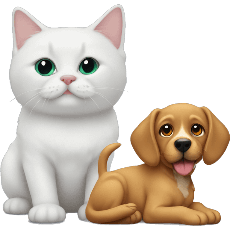 Sinirli köpek ve mutlu kedi emoji