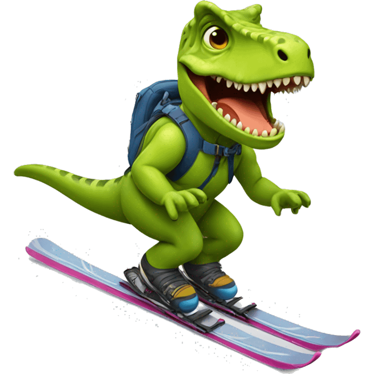 dino skiing emoji