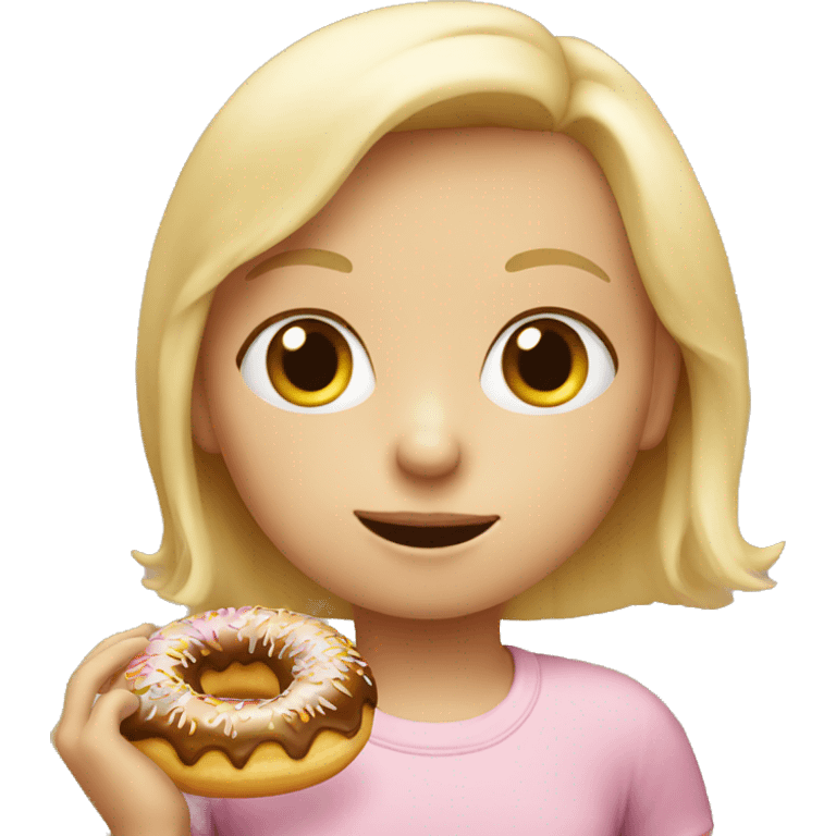 Blond little girl eating a donut  emoji