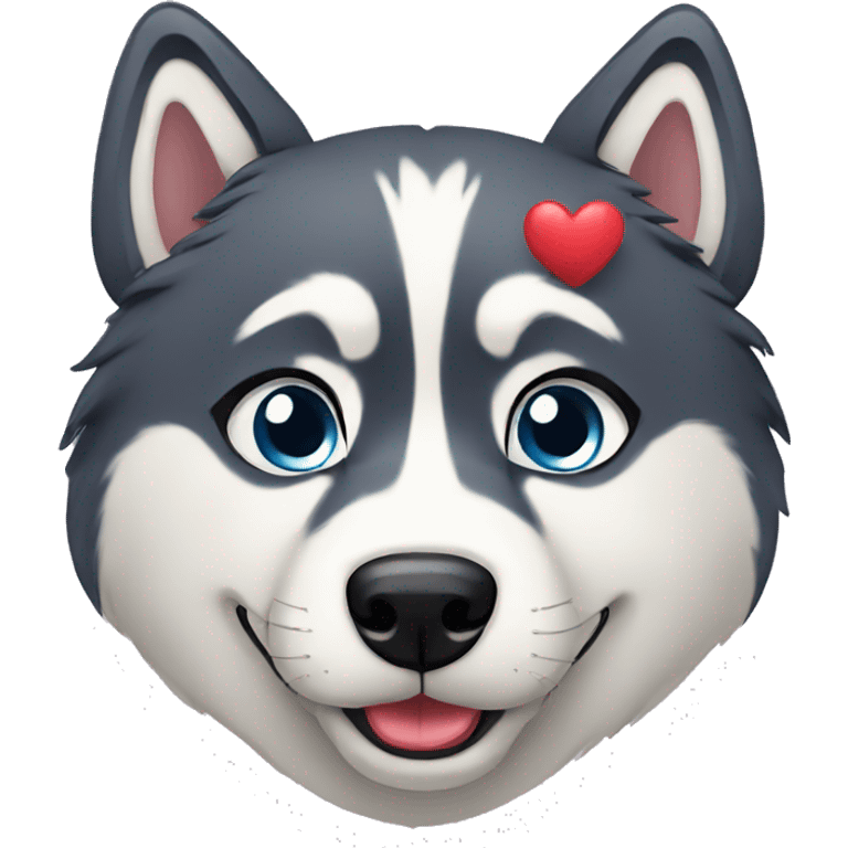 husky with heart emoji