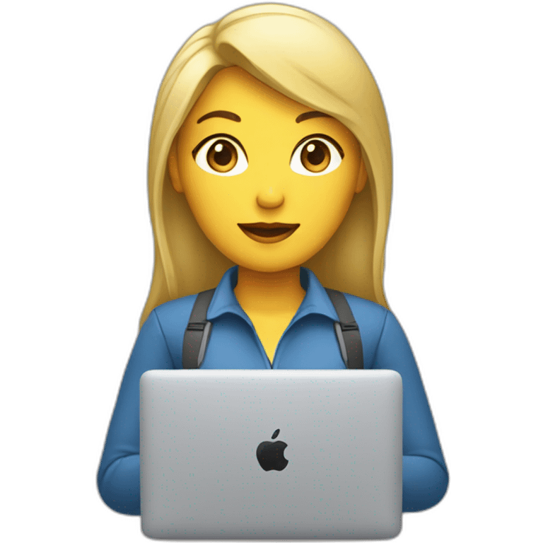 blonde asian female software engineer with Macbook on the side emoji