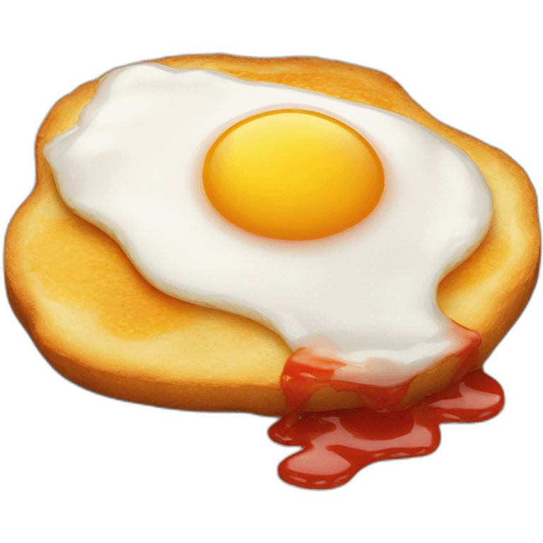 An Fried egg with ketchup on top emoji