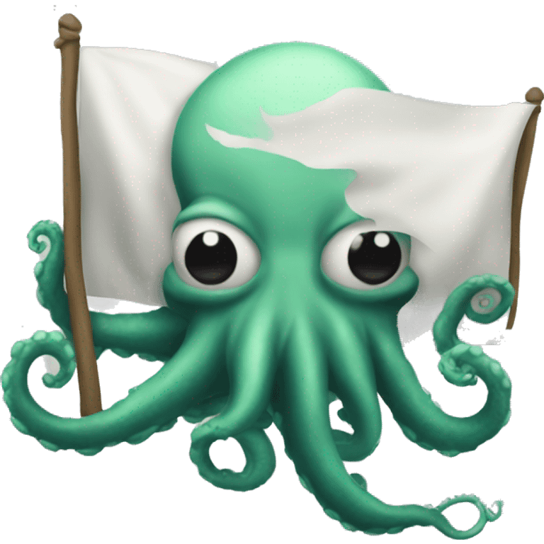 A kraken holding a white banner emoji