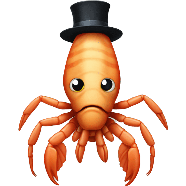 Shrimp wearing a top hat emoji