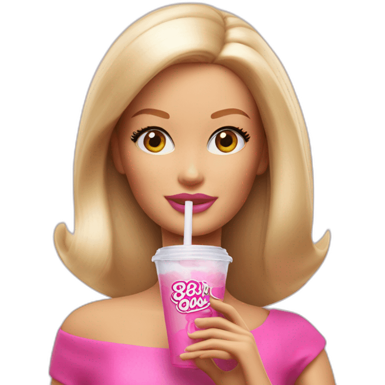 barbie with drink emoji