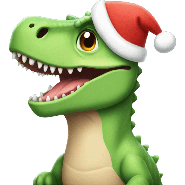 dino wearing a christmas hat emoji