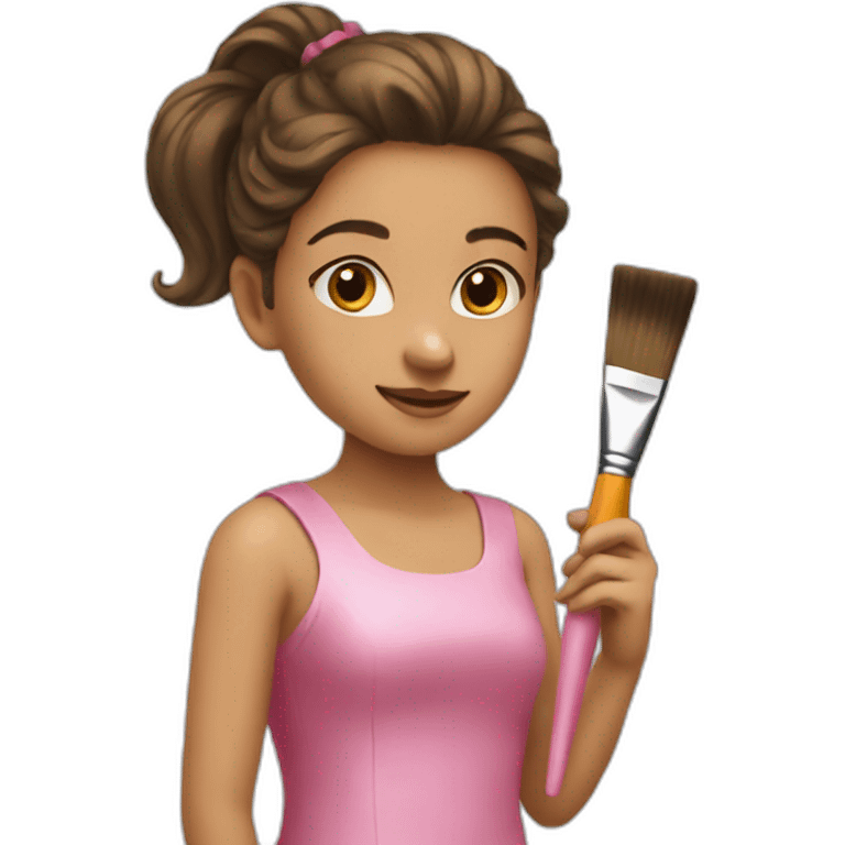 the girl in the pink dress with the paintbrush. emoji