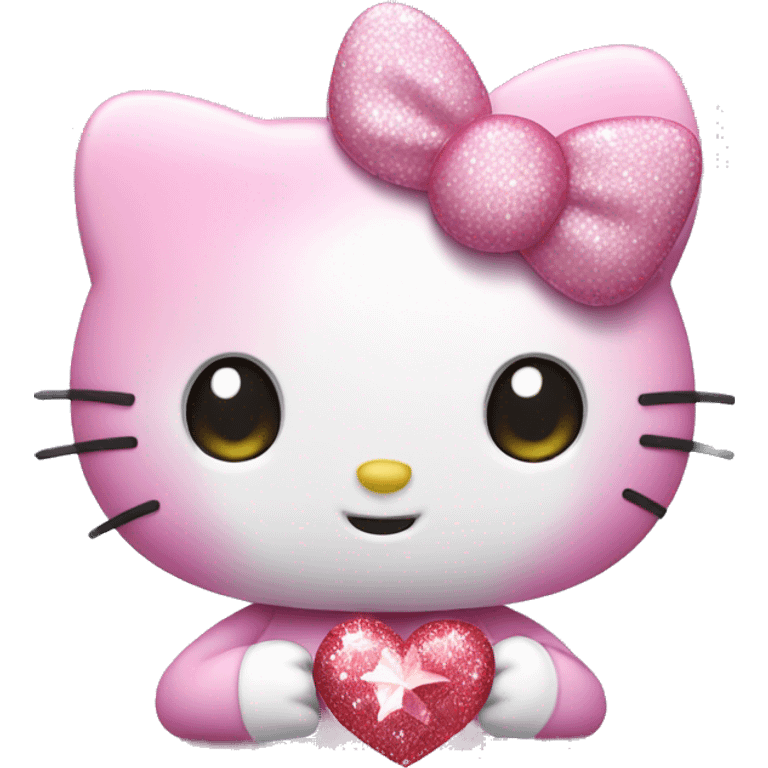 Hello kitty holding sparkling heart emoji