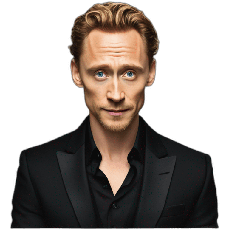 Tom hiddleston black suit an black shirt emoji