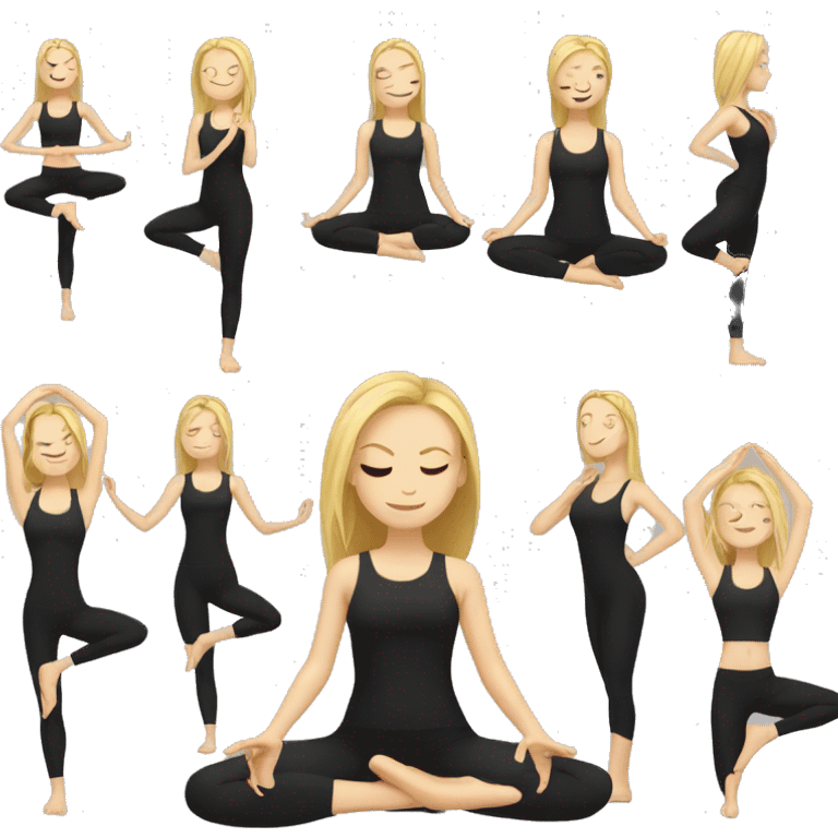 yoga girl blone In a black jumpsuit emoji