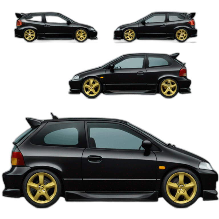 Honda-Civic-EK9, black hatchback Profile view emoji