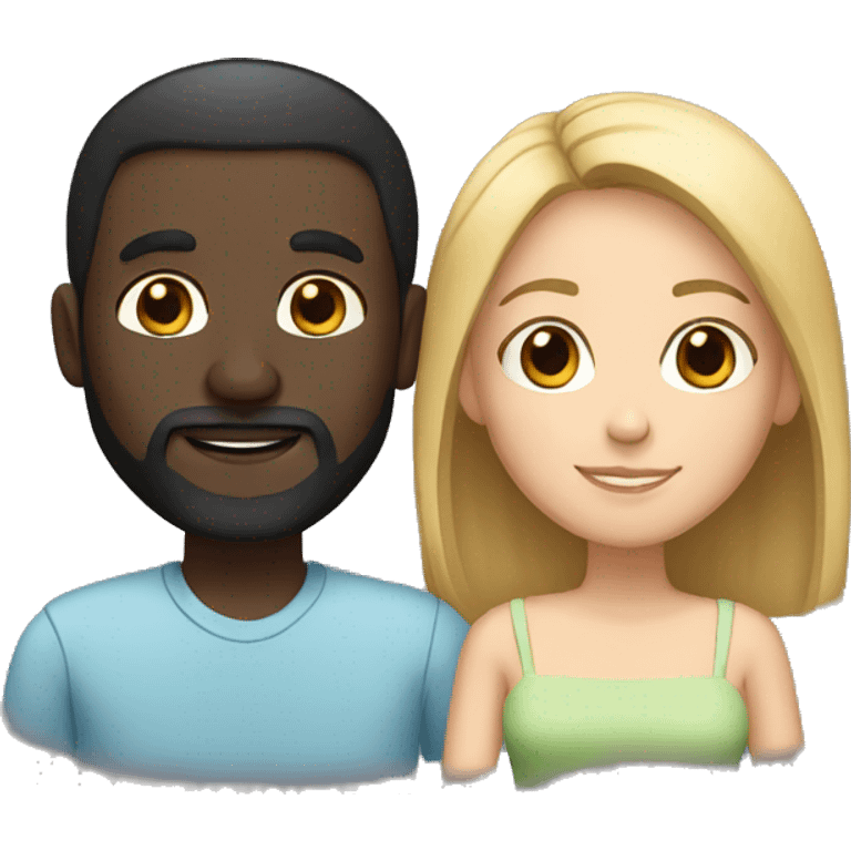 mixed couple , husband has black skin with a beard and wife is white emoji