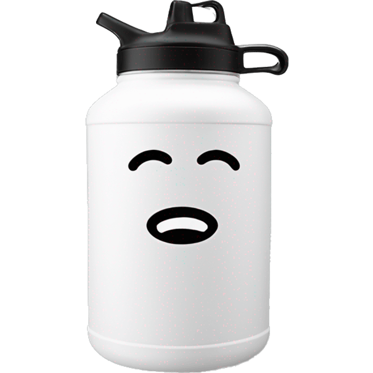 white 40 oz water container with handle and straw emoji