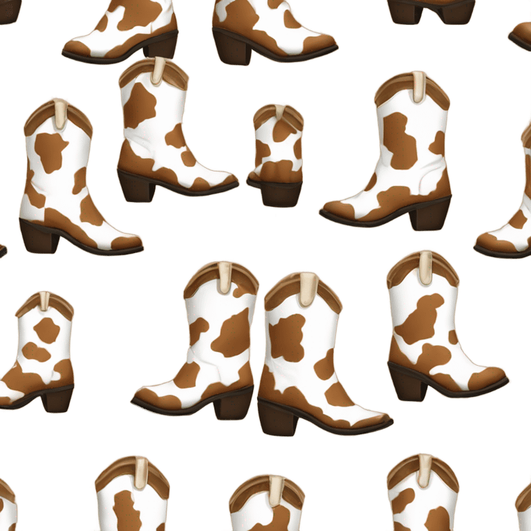 Realistic pair of isolated cow print pattern cowgirl boots. emoji