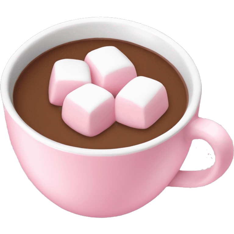 Hot coco with marshmallows in a baby pink cup no face emoji